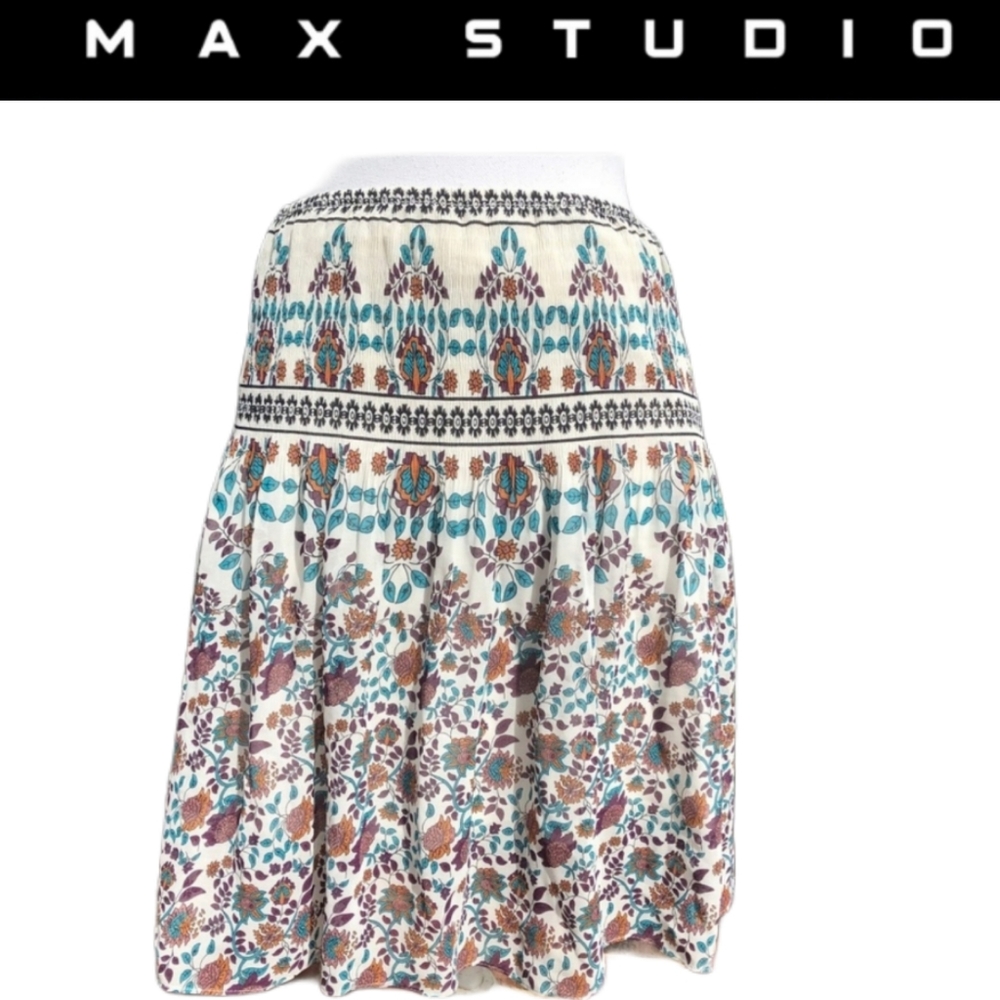COPY - Max studio multicolor flowy floral skirt s…